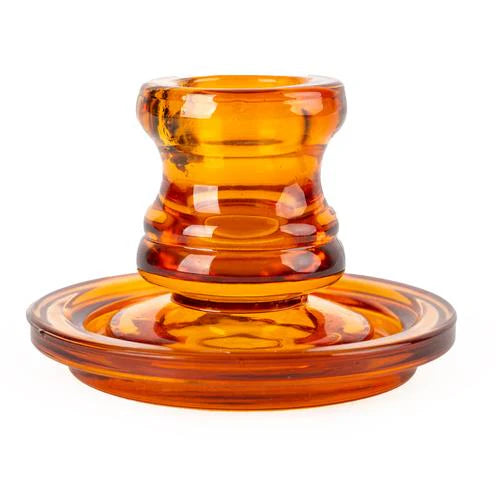 Amber Glass Candlestick 10cm - Home Deco London