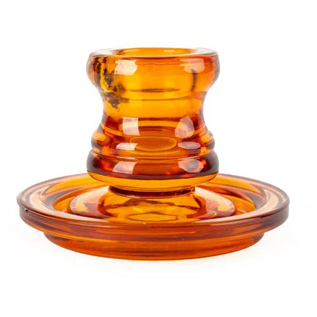 Amber Glass Candlestick 10cm - Home Deco London