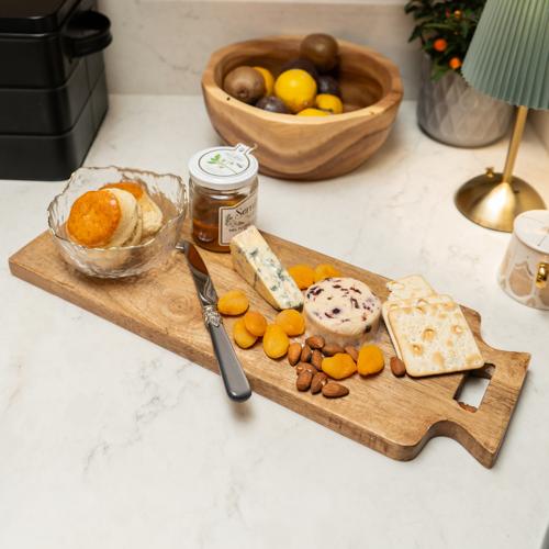 Large Mango Wood Serving Board with Handle 48cm - Home Deco London