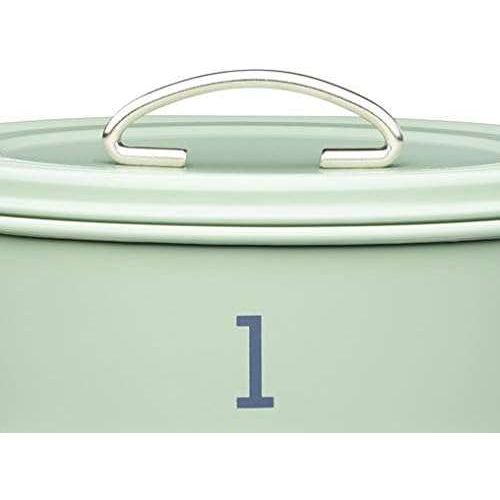 Stacked Living Nostalgia Airtight Cake Storage Tins in English Sage, designed to organise your baked goods.