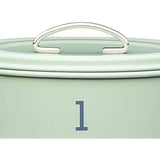 Stacked Living Nostalgia Airtight Cake Storage Tins in English Sage, designed to organise your baked goods.