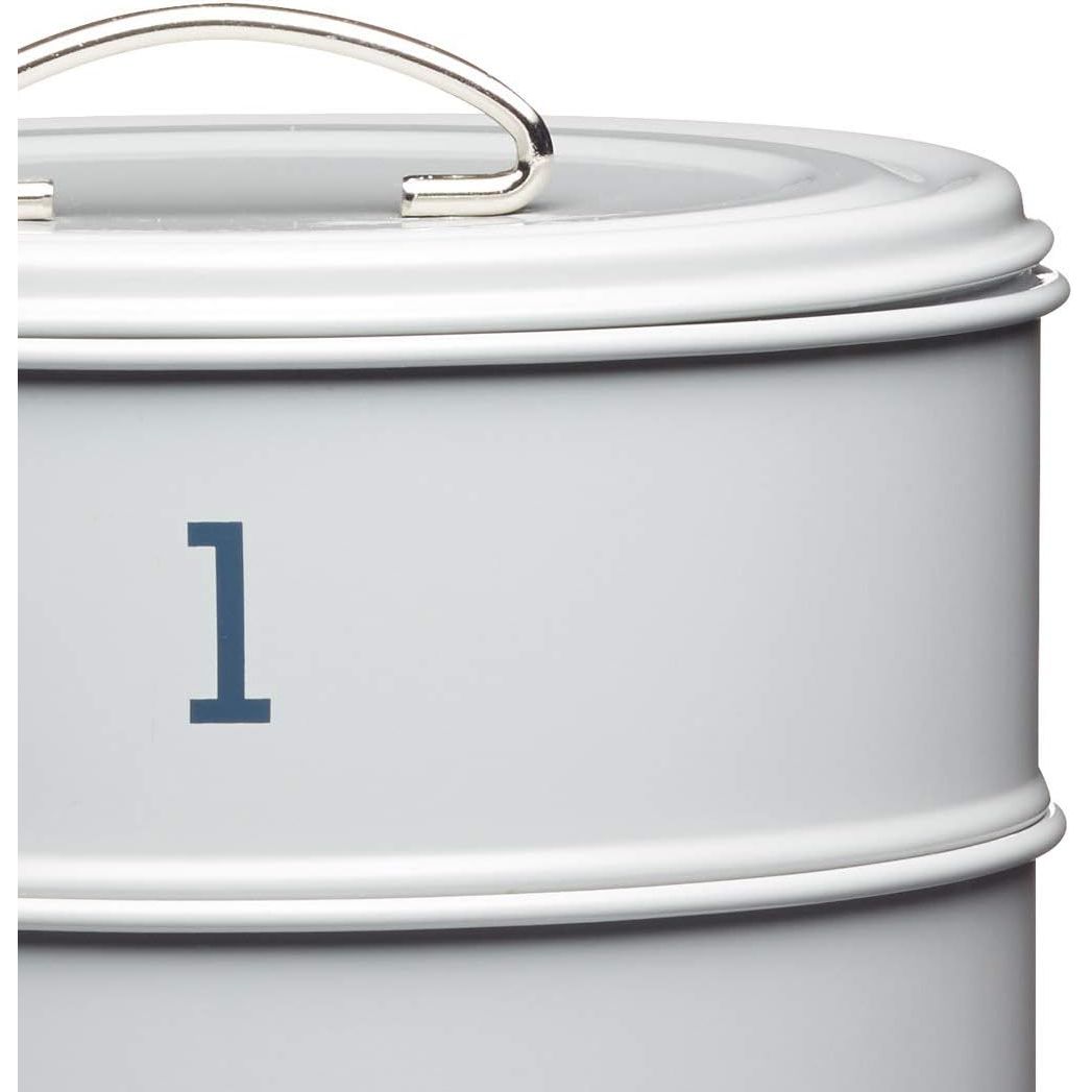 Versatile Living Nostalgia 3-Tier Metal Cake Storage Tin featuring stackable design for efficient storage of delicious cakes.