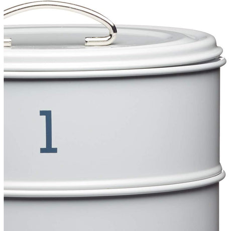 Versatile Living Nostalgia 3-Tier Metal Cake Storage Tin featuring stackable design for efficient storage of delicious cakes.