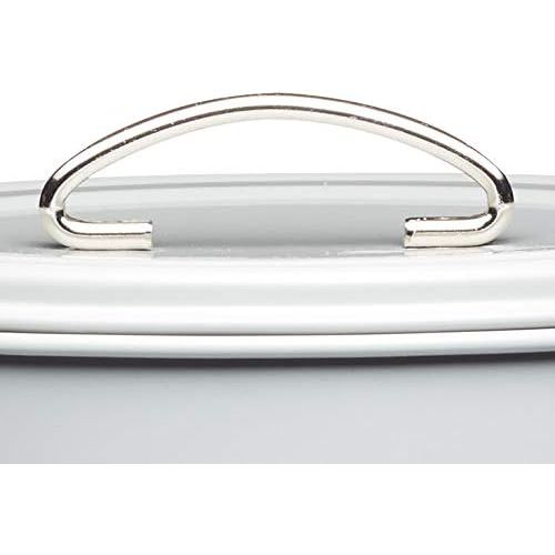 Elegant Living Nostalgia 3-Tier Metal Cake Storage Tin in French Grey, perfect for any kitchen decor.