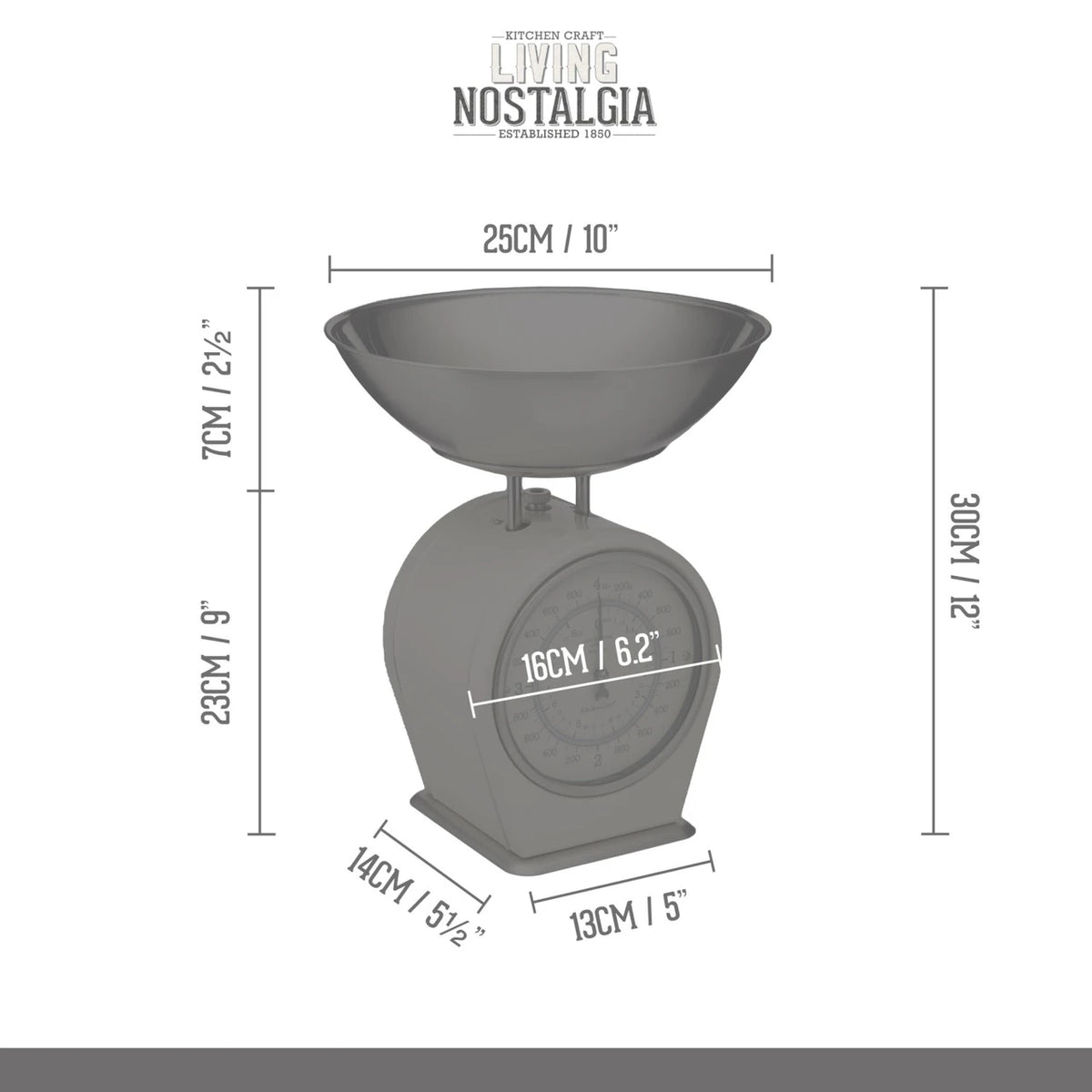 Living Nostalgia Mechanical Kitchen Scales - English Sage Green