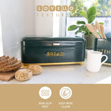 Lovello Large Bread Bin with Lid Hunter Green & Gold - Home Deco London