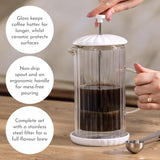 Price & Kensington Luxe French Press White Cafetiere 1 Litre White - Home Deco London