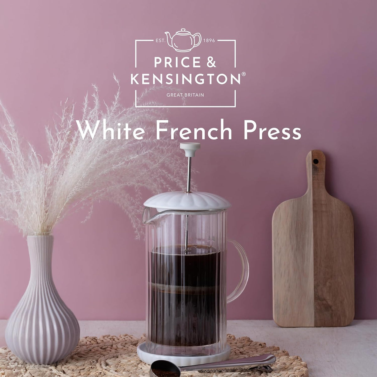 Price & Kensington Luxe French Press White Cafetiere 1 Litre White - Home Deco London