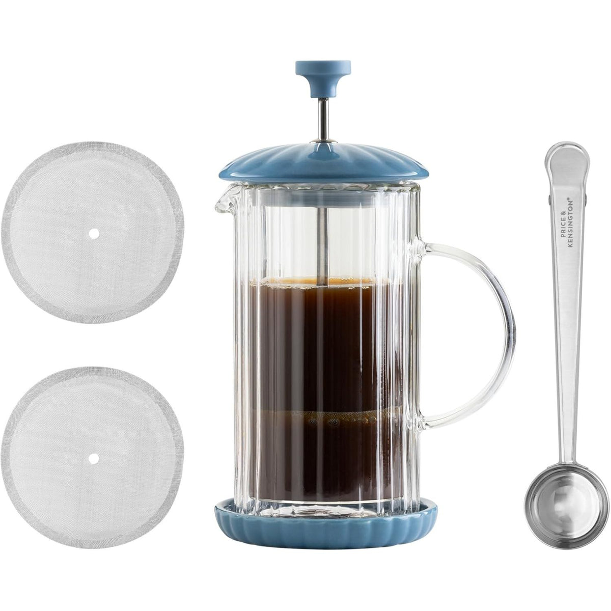 Price & Kensington Luxe French Press White Cafetiere 350ml Bluebell - Home Deco London
