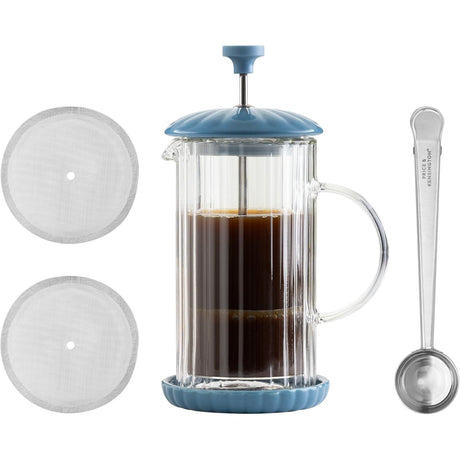 Price & Kensington Luxe French Press White Cafetiere 350ml Bluebell - Home Deco London