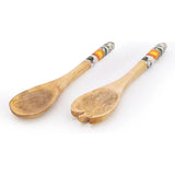 Mango Wood Serving Set with Enamel Print Oranges - Home Deco London