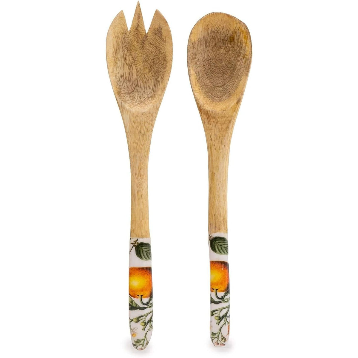 Mango Wood Serving Set with Enamel Print Oranges - Home Deco London