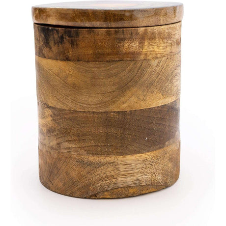 Mango Wood Storage Jar with Enamel Print - Orange Blossom Large - Home Deco London