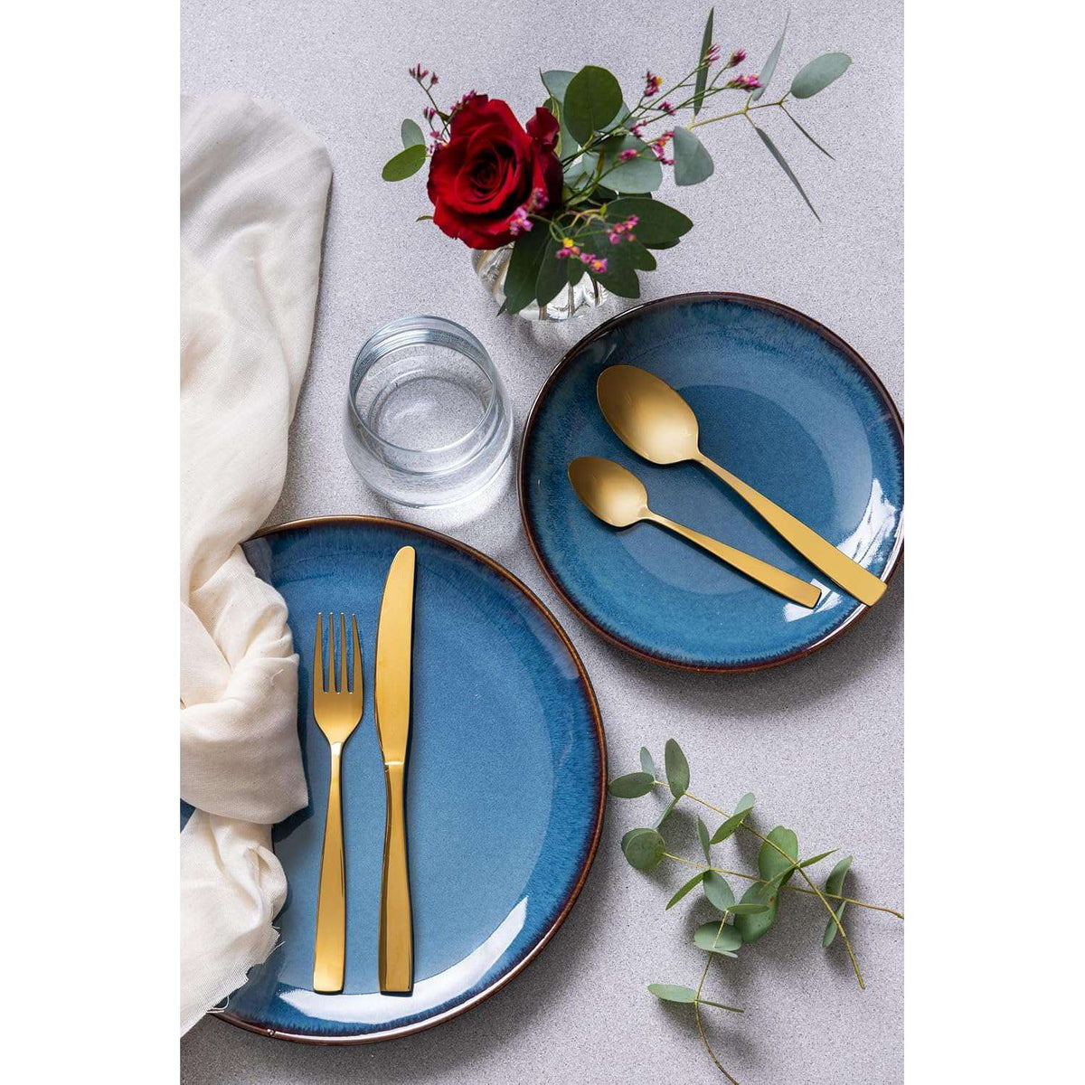 Mason Cash 12-Piece Stoneware Dinner Set in Reactive Blue - Home Deco London