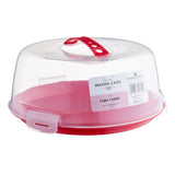 Mason Cash Round Cake Caddy displayed with exquisite baked goods, a must-have cake storage container for bakers and enthusiasts alike.