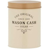 Mason Cash Heritage Cream Sugar Storage Canister 1.3 Litre ideal for kitchen storage, featuring a durable coated steel exterior.