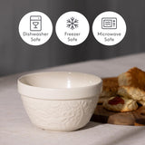 Mason Cash In The Forest 16cm Cream Pudding Basin – Embossed Design, Microwave & Oven Safe - Home Deco London