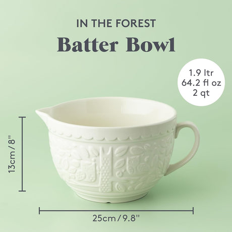 Mason Cash In The Forest 2L Mixing Bowl With Handle - Charming Woodland Design for Easy Pouring - Home Deco London