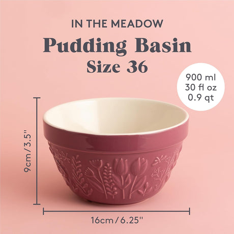 Mason Cash In The Meadow Pudding Basin 16cm - Durable Stoneware, Floral Design, Dishwasher Safe - Home Deco London