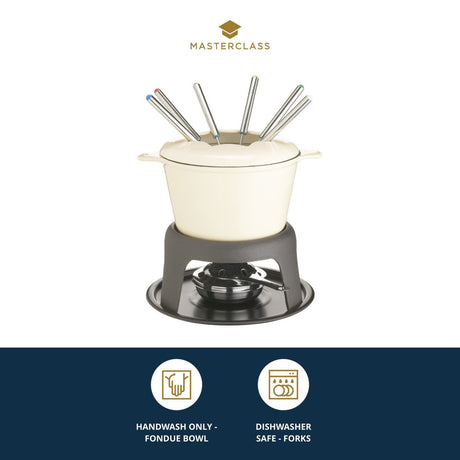 MasterClass Cast Iron Fondue Set Cream - Home Deco London