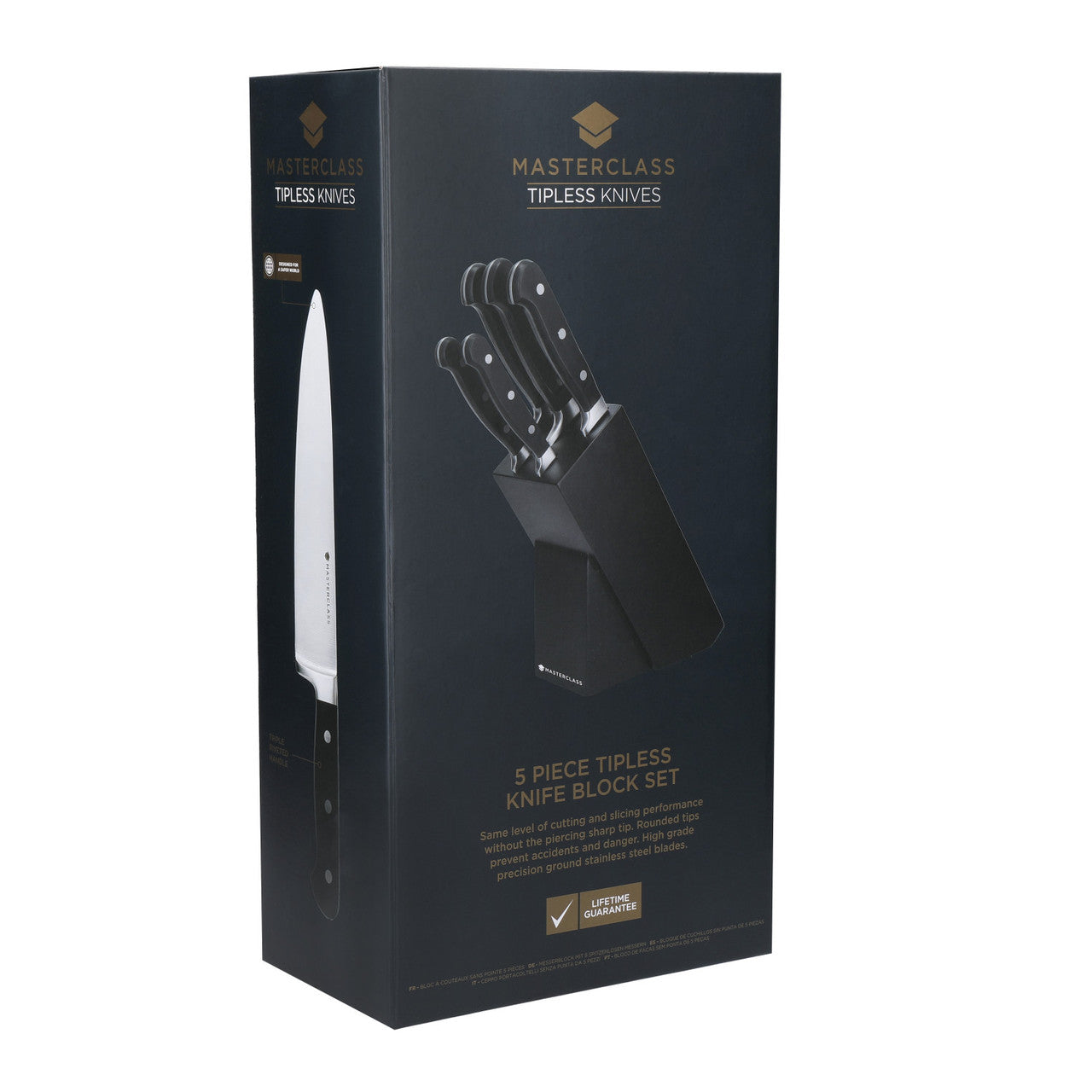 MasterClass Tipless Knife Block Set - 5 Piece - Home Deco London