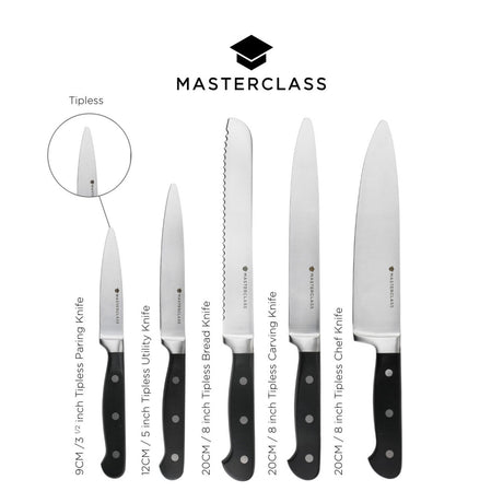 MasterClass Tipless Knife Block Set - 5 Piece - Home Deco London