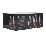 Maxwell & Williams Vino Set of 6 Stemless Wine Glasses 400ml - Home Deco London