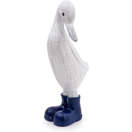 White Medium Decorative Duck With Navy Wellies - Home Deco London