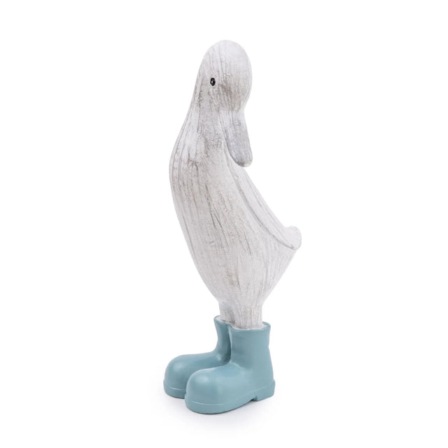 Decorative Resin Ducks in Wellies Medium Light Blue Boots - Home Deco London