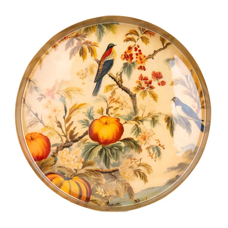 Stylish Metal Tray - Eastern Bluebird featuring intricate bluebird and botanical illustrations, perfect for serving or decorative use as a stunning eastern bluebird tray.
