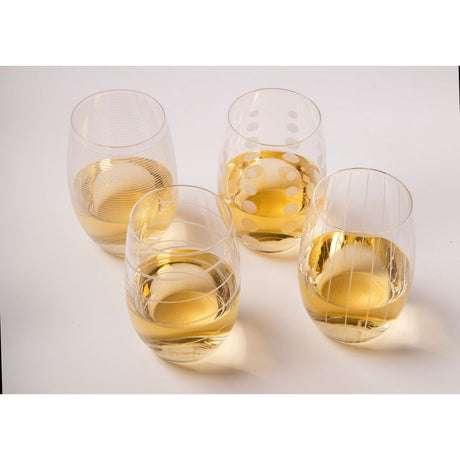 Mikasa Cheers Set of 4 Etched Stemless Wine Glasses - Home Deco London