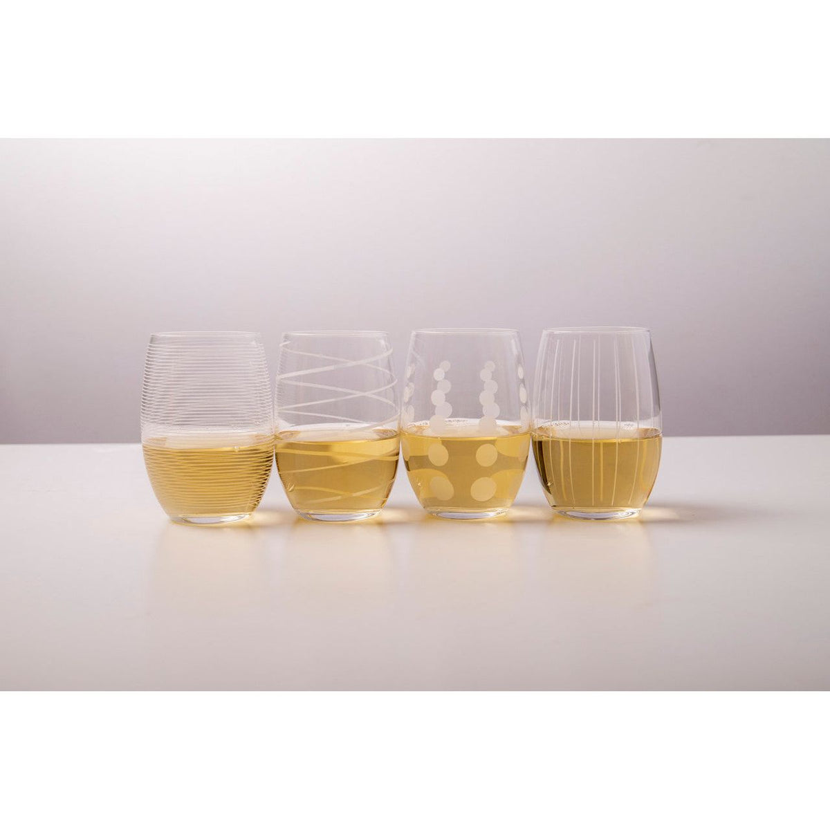 Mikasa Cheers Set of 4 Etched Stemless Wine Glasses - Home Deco London