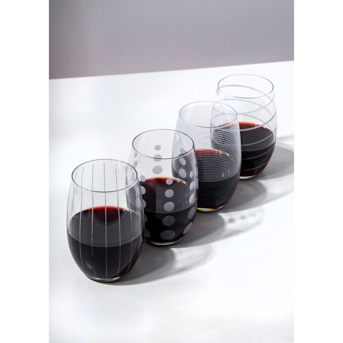 Mikasa Cheers Set of 4 Etched Stemless Wine Glasses - Home Deco London