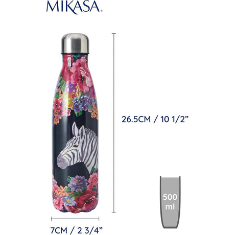 Mikasa Wild At Heart 500ml Water Bottle Zebra - Home Deco London