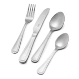 Close-up of Mikasa Portobello Stainless Steel Cutlery Set, 16 Piece showing the matte finish and beaded detailing.