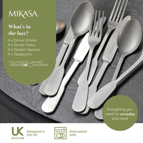 Mikasa Soho Antique 16 Piece Cutlery Set - Home Deco London