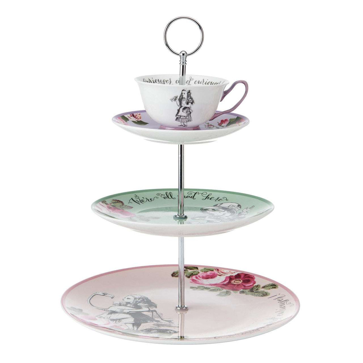 Stylish presentation of the Mikasa and V&A 3-Tier Cake Stand, perfect for serving cakes and pastries.