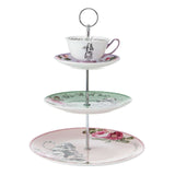 Stylish presentation of the Mikasa and V&A 3-Tier Cake Stand, perfect for serving cakes and pastries.