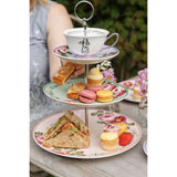 A stunning view of the Mikasa and V&A Alice In Wonderland 3-Tier Cake Stand, perfect for entertaining guests.
