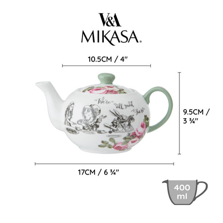 Mikasa V&A Alice In Wonderland Mini Bone China Teapot 400ml - Home Deco London