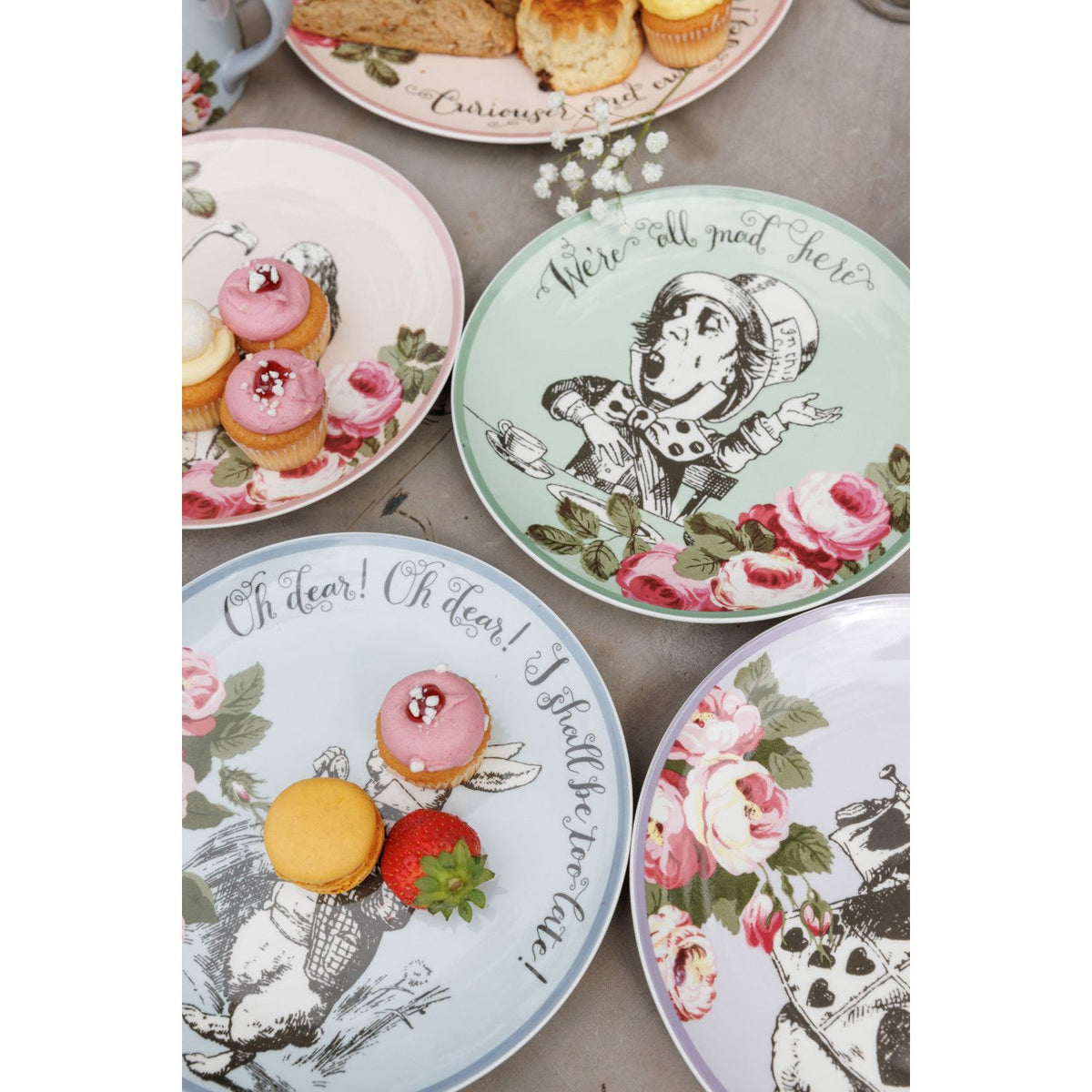 Mikasa V&A Alice In Wonderland Bone China Side Plates Set of 4 - Home Deco London