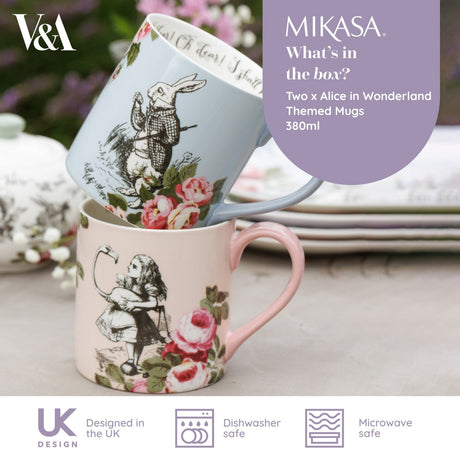 Mikasa V&A Alice In Wonderland His And Hers Mug Set 380ml - Home Deco London