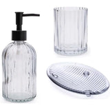 Transparent 3-Piece Glass Bathroom Accessory Set - Home Deco London