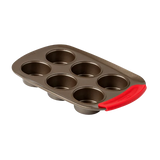 Pyrex asimetriA Metal Muffin & Cupcake Tray with Silicone Handle 6 Cups