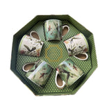 Eastern Birds Collection Green Mugs Set of 5 with Gift Box