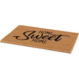 Natural coir mat Home Sweet Home Mat in an outdoor setting, highlighting its ability to withstand heavy foot traffic and protect floors from dirt.
