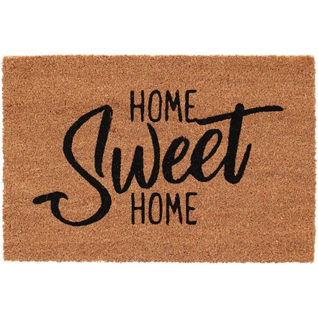 Home Sweet Home Mat Non-Slip Door Mat Natural Coir Indoor Outdoor 60/40cm featuring a cheerful welcome design, perfect as a natural coir mat for your entrance.