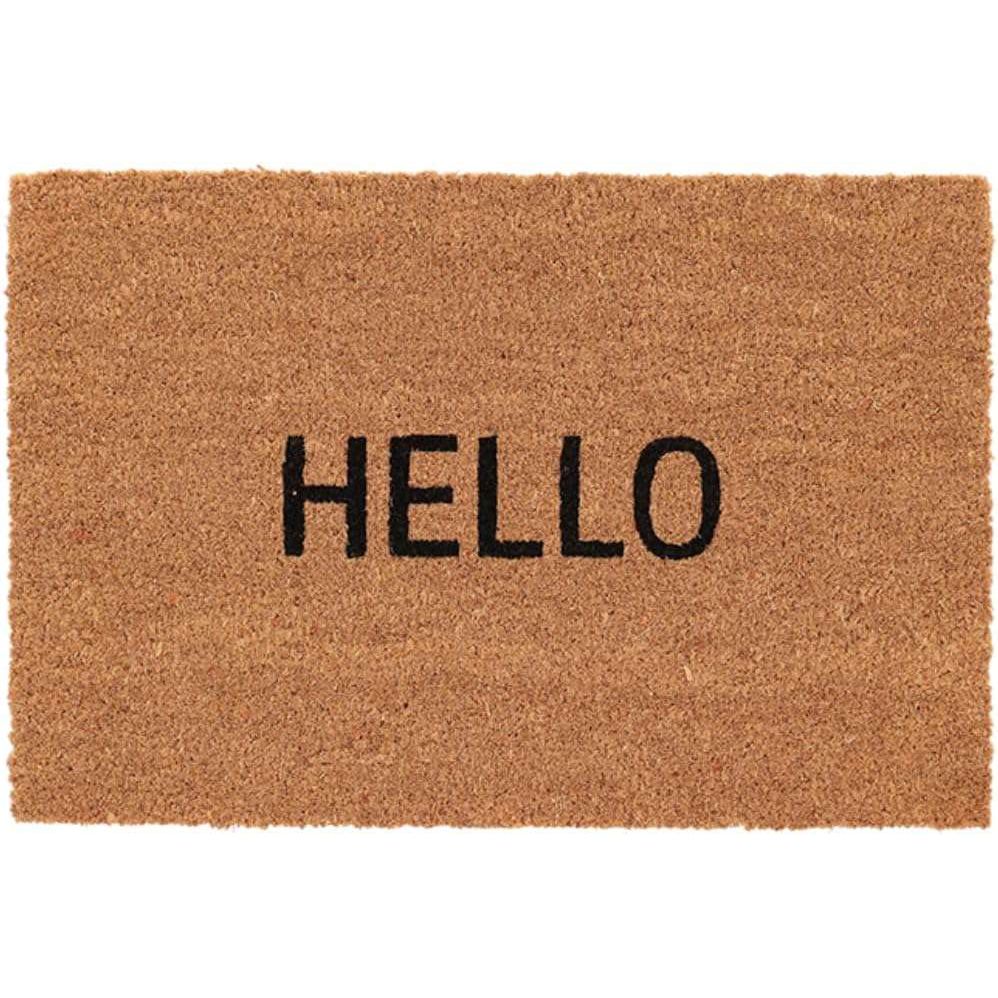 Hello Coir Mat Non-Slip Door Mat featuring natural coir material, perfect for indoor and outdoor use.