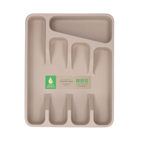 Natural Elements Eco-Friendly Bamboo Fibre Cutlery Tray with 5 Compartments - Home Deco London