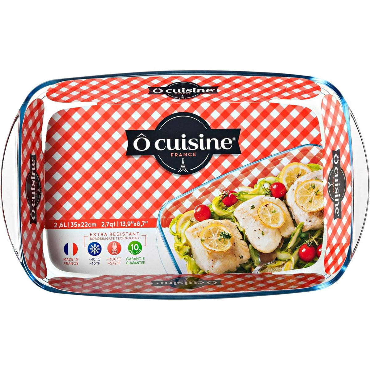 O'Cuisine 32x20cm Borosilicate Glass Roasting Dish - 2.0L Capacity, Dishwasher Safe, Set of 2 - Home Deco London